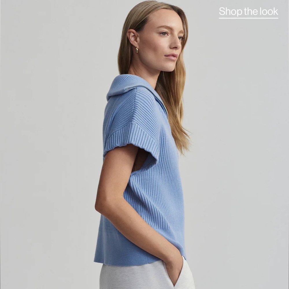 NWT Varley Rory Half zip knit - Ashley Blue -XS - Picture 4 of 11